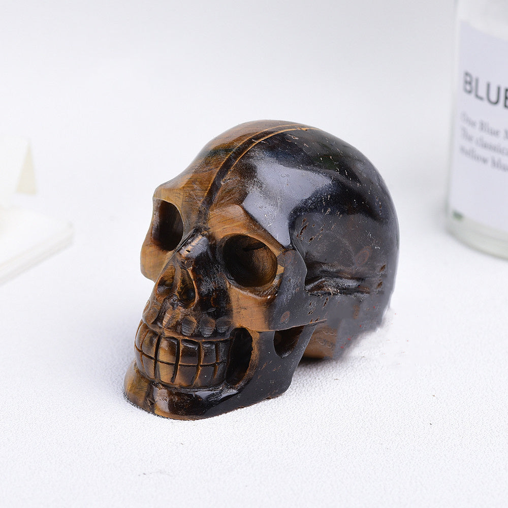 3 Inch Natural Crystal Skull Carved Halloween Decorative
