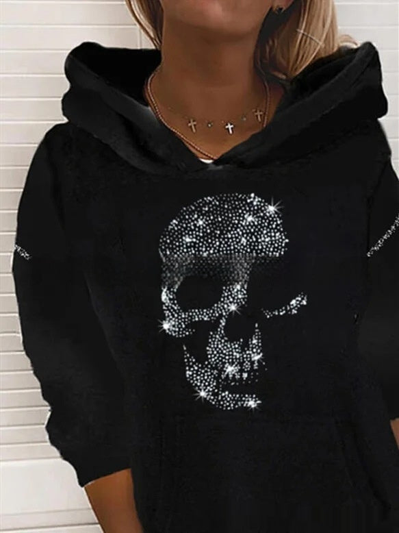 Halloween Skull Printed Pullover Hooded