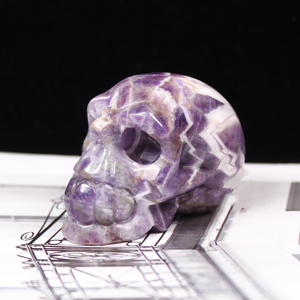 3 Inch Natural Crystal Skull Carved Halloween Decorative