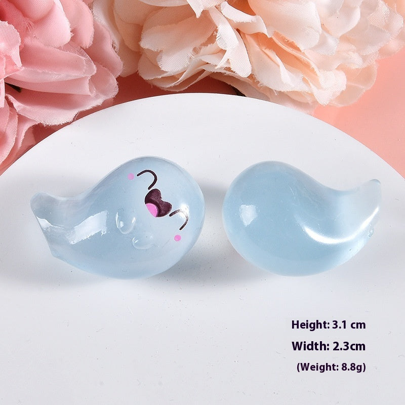 Cartoon Luminous Little Ghost Halloween Diy Ornament Keychain Pendant
