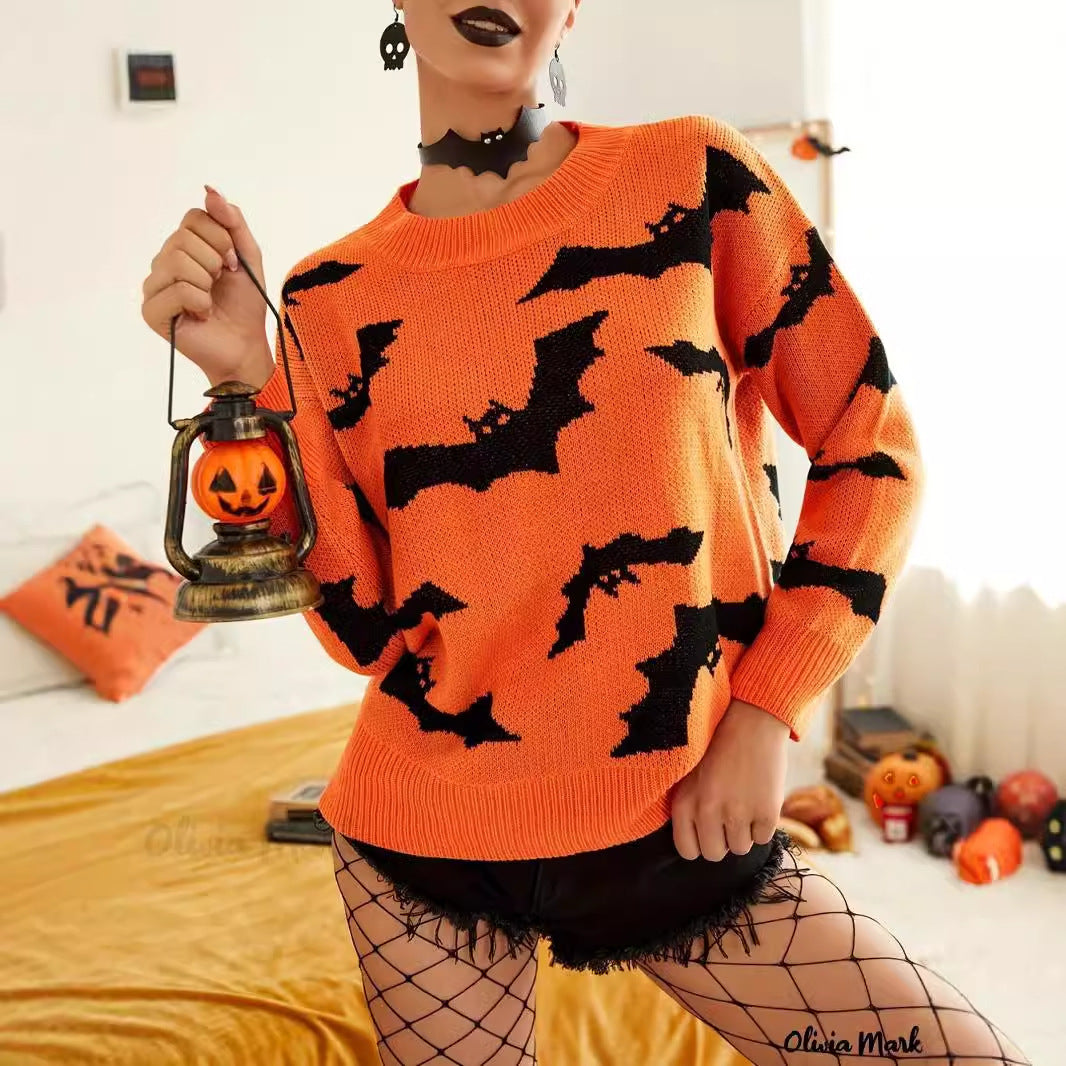 Long Sleeve Halloween Brocade Sweater Knitted
