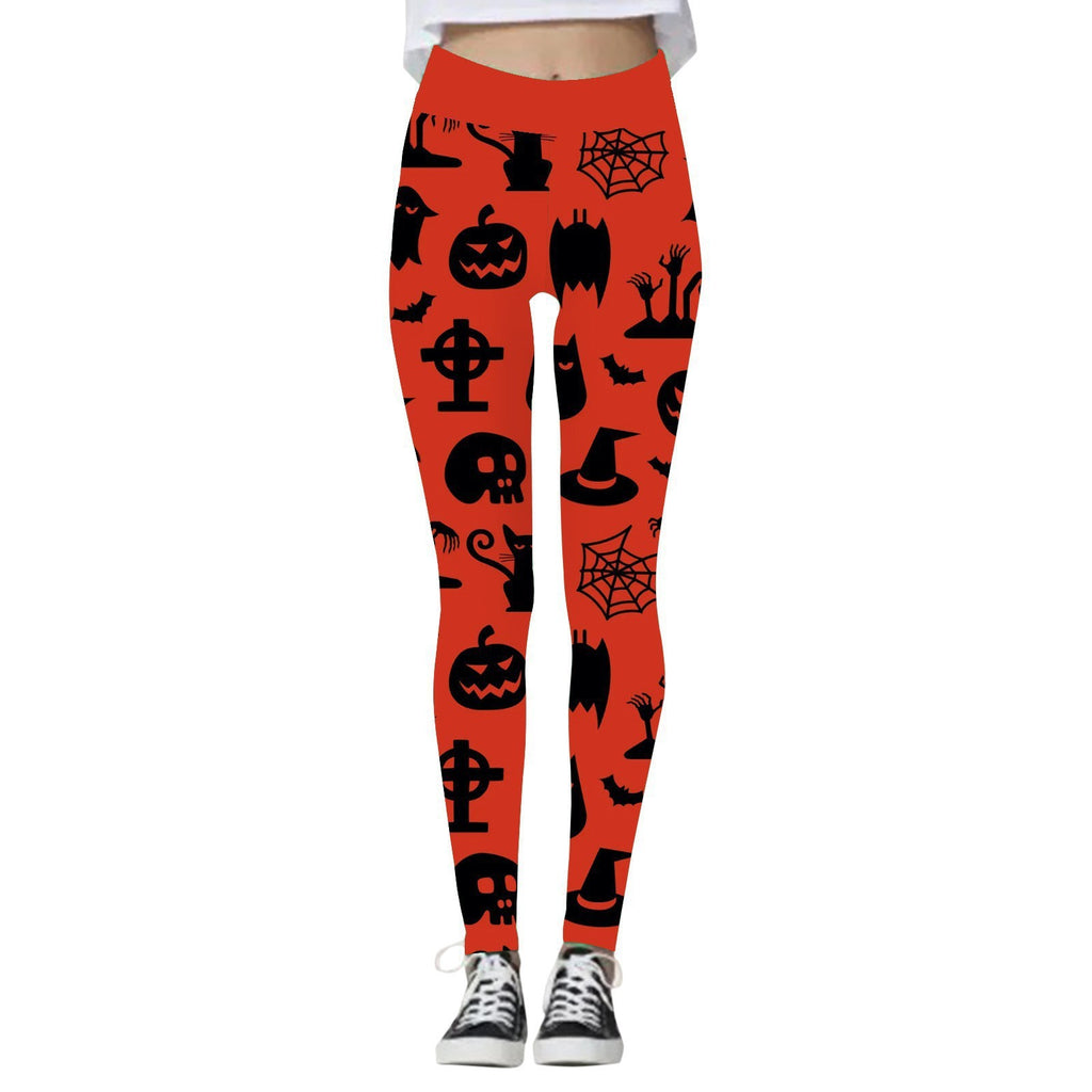Halloween Women's Yoga Pants Pumpkin Skull