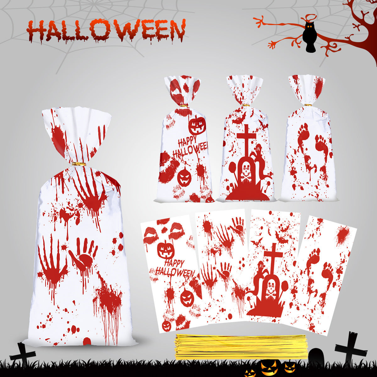 50 PCS Halloween Bloody Treat Bags
