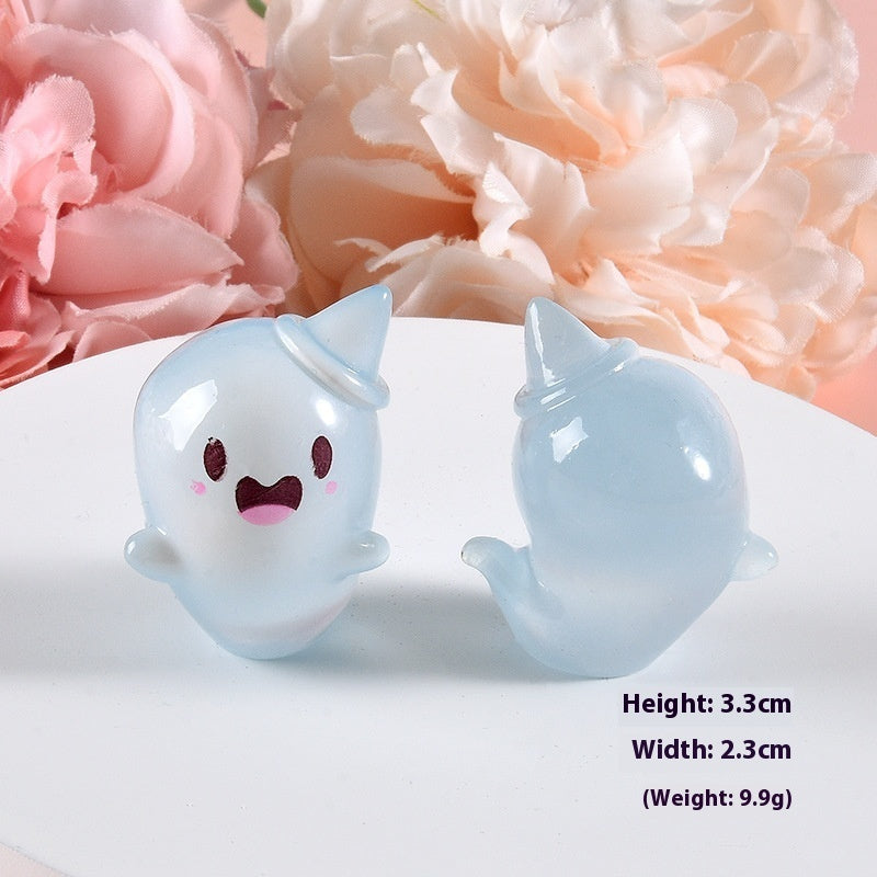 Cartoon Luminous Little Ghost Halloween Diy Ornament Keychain Pendant
