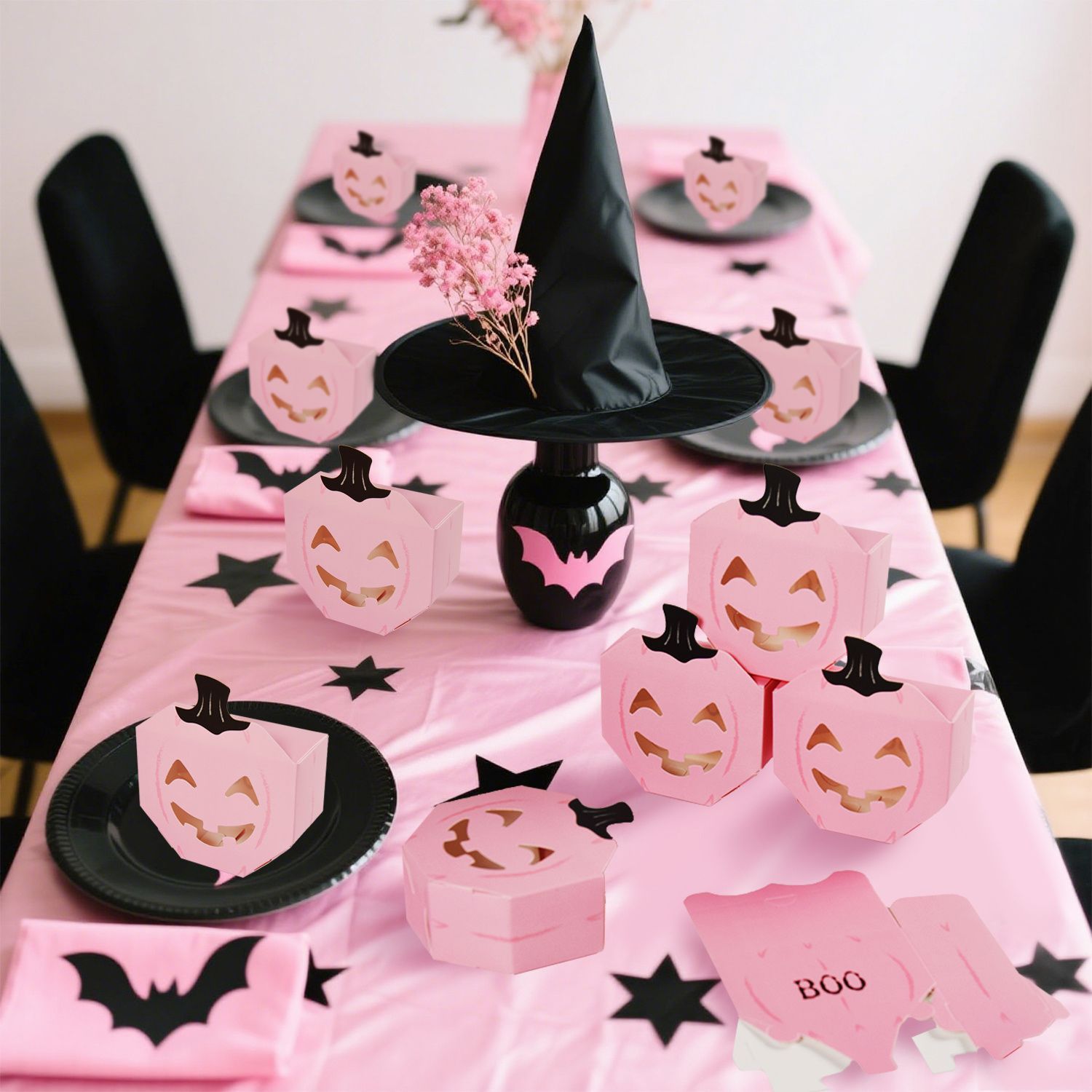 10Pcs Halloween Pink Pumpkin Gift Boxes