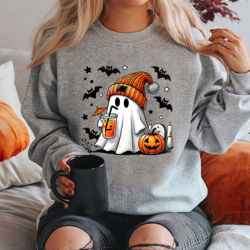 Sweatshirt Halloween Ghost Pumpkin Bat Pullover