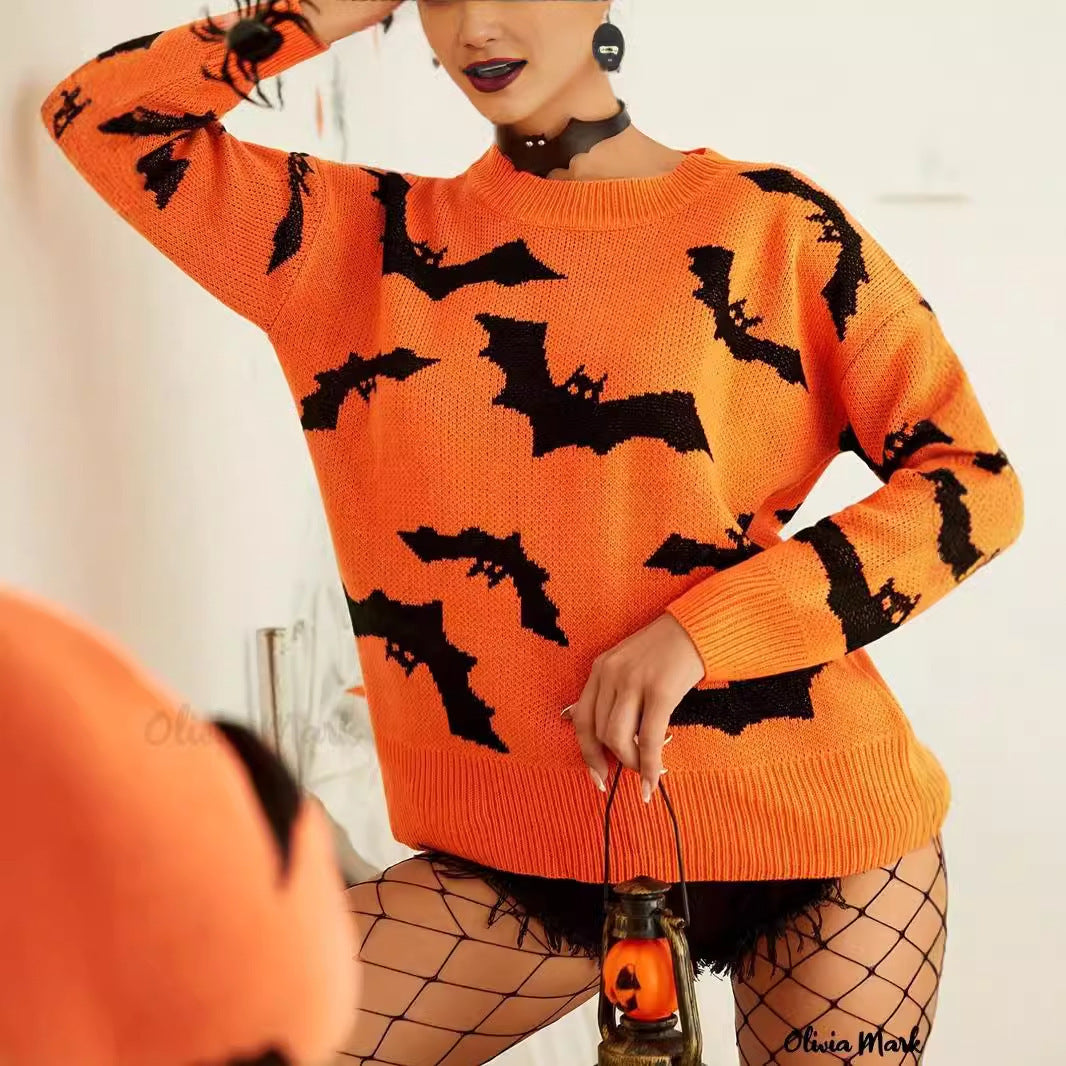 Long Sleeve Halloween Brocade Sweater Knitted