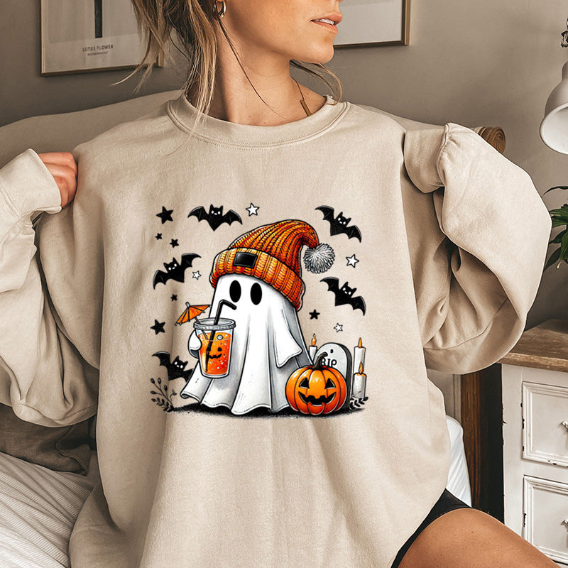 Sweatshirt Halloween Ghost Pumpkin Bat Pullover