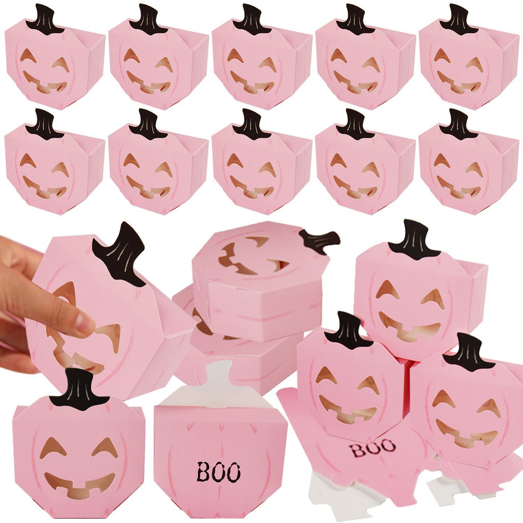 10Pcs Halloween Pink Pumpkin Gift Boxes