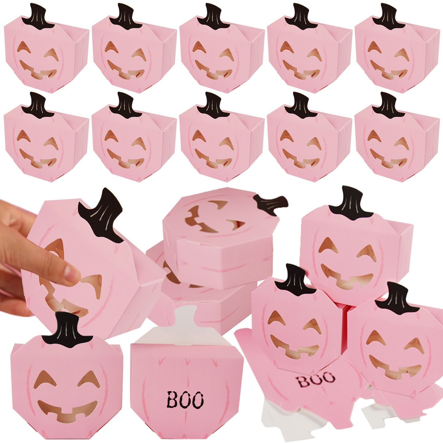 10Pcs Halloween Pink Pumpkin Gift Boxes