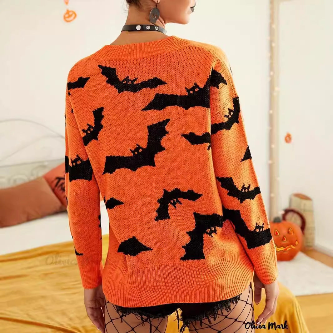 Long Sleeve Halloween Brocade Sweater Knitted