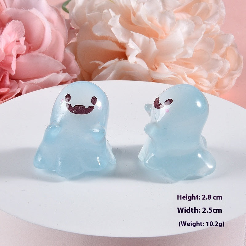 Cartoon Luminous Little Ghost Halloween Diy Ornament Keychain Pendant