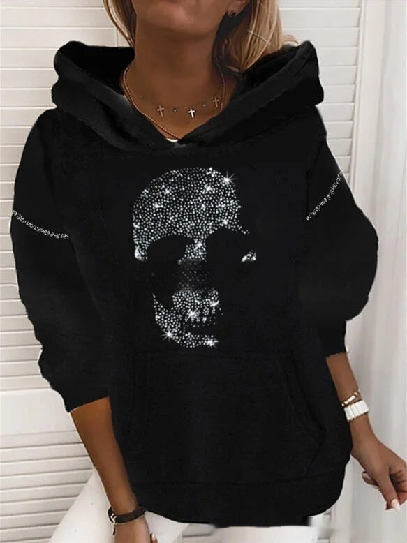 Halloween Skull Printed Pullover Hooded