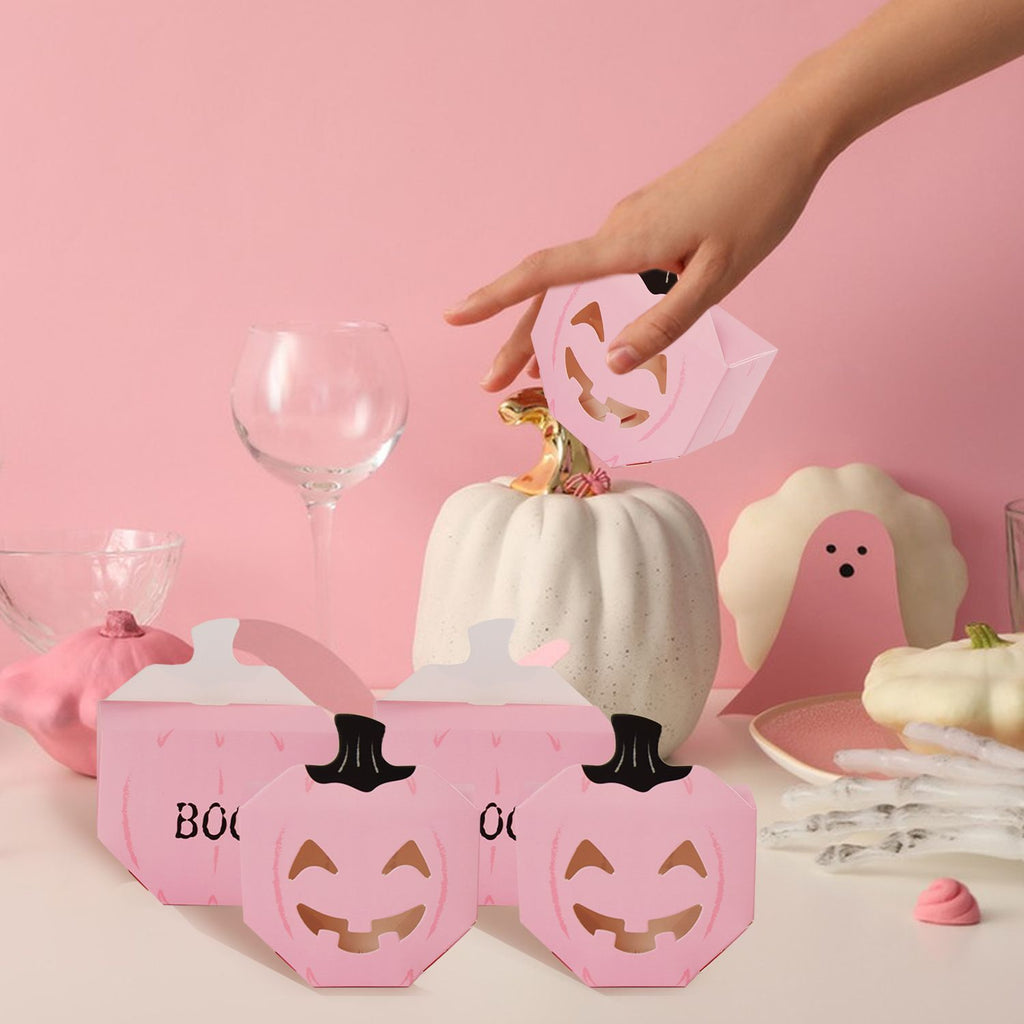 10Pcs Halloween Pink Pumpkin Gift Boxes