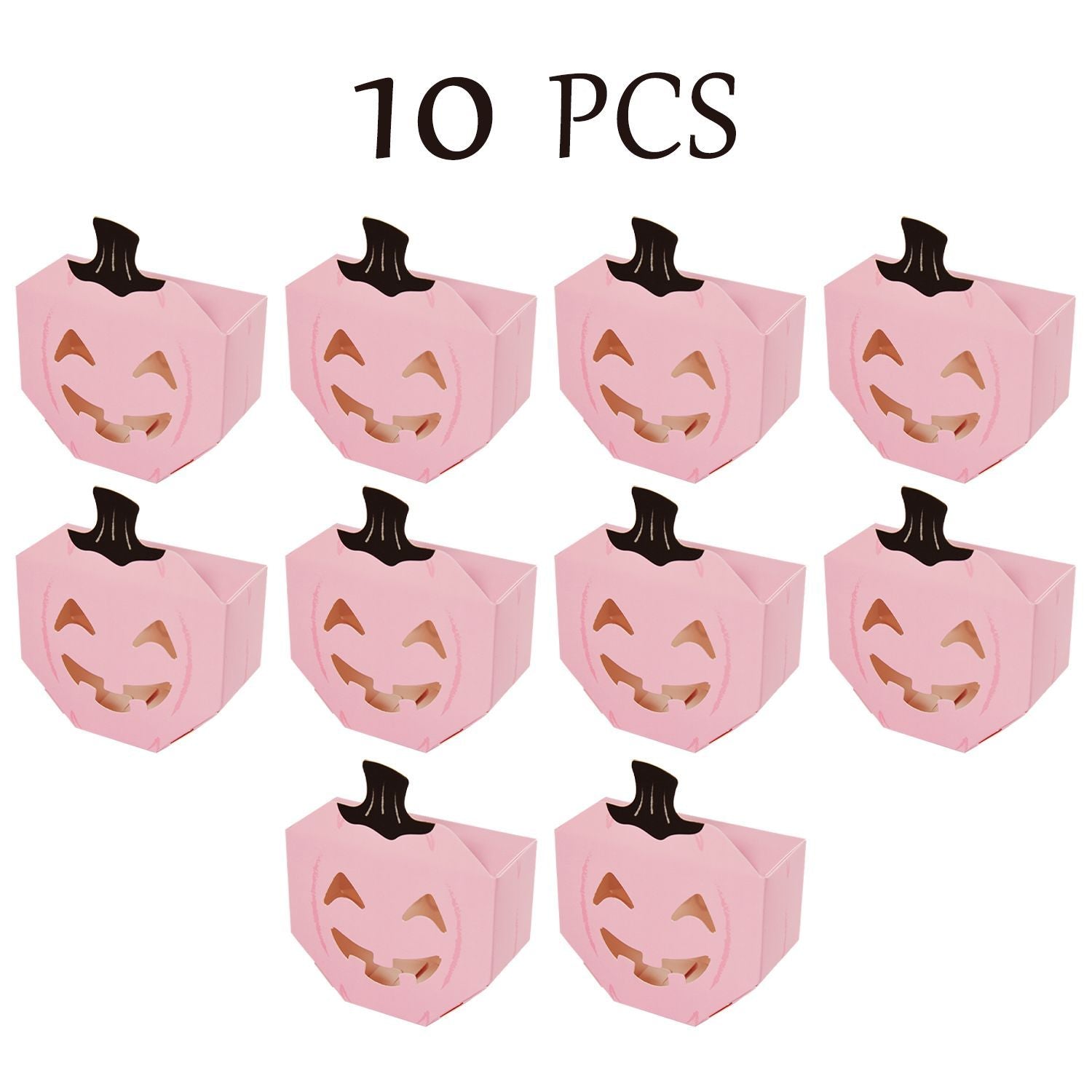 10Pcs Halloween Pink Pumpkin Gift Boxes