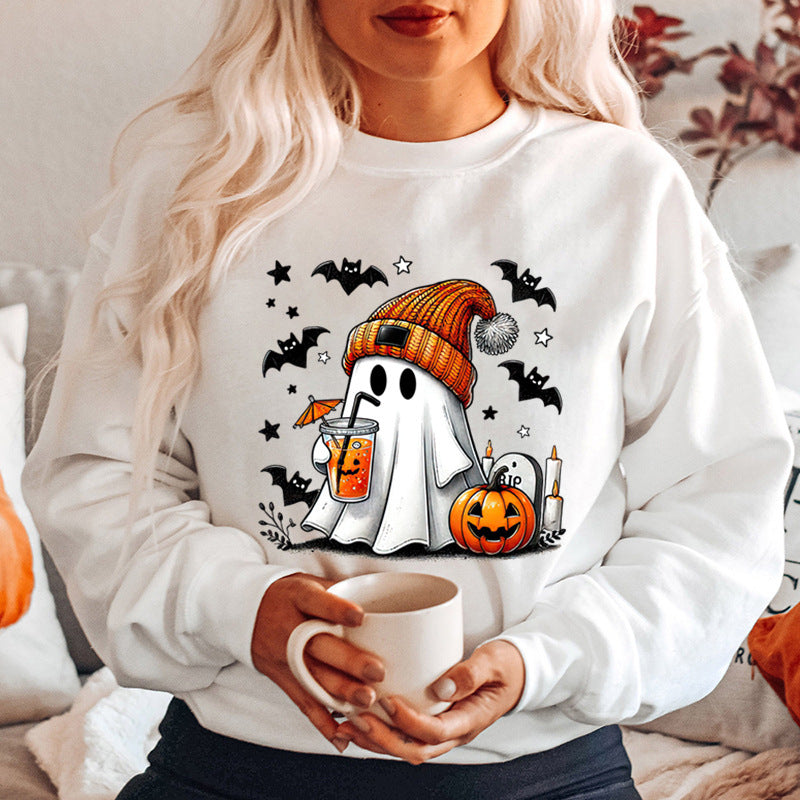 Sweatshirt Halloween Ghost Pumpkin Bat Pullover