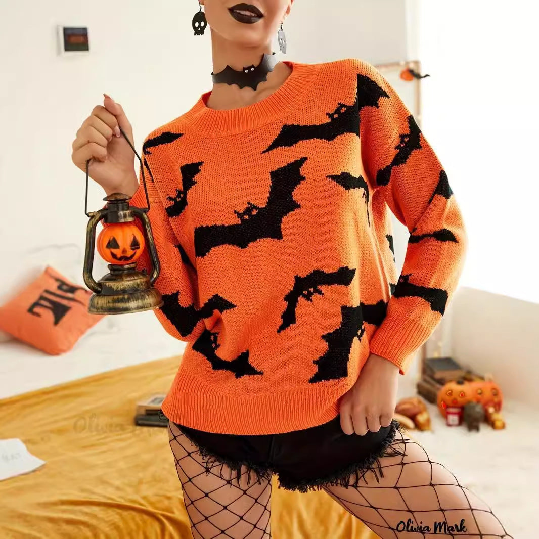 Long Sleeve Halloween Brocade Sweater Knitted
