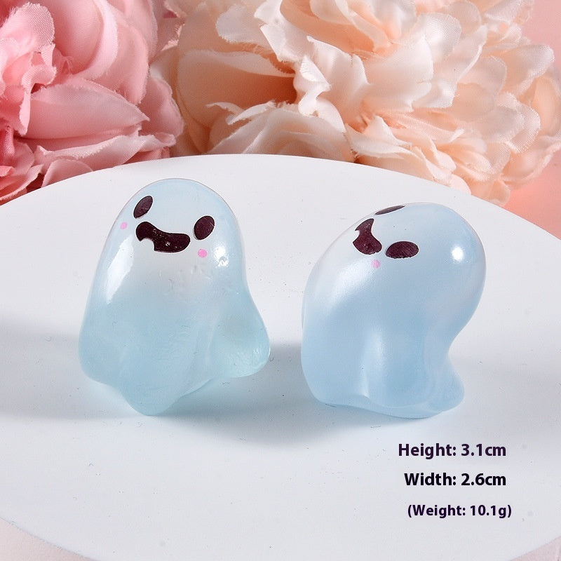Cartoon Luminous Little Ghost Halloween Diy Ornament Keychain Pendant
