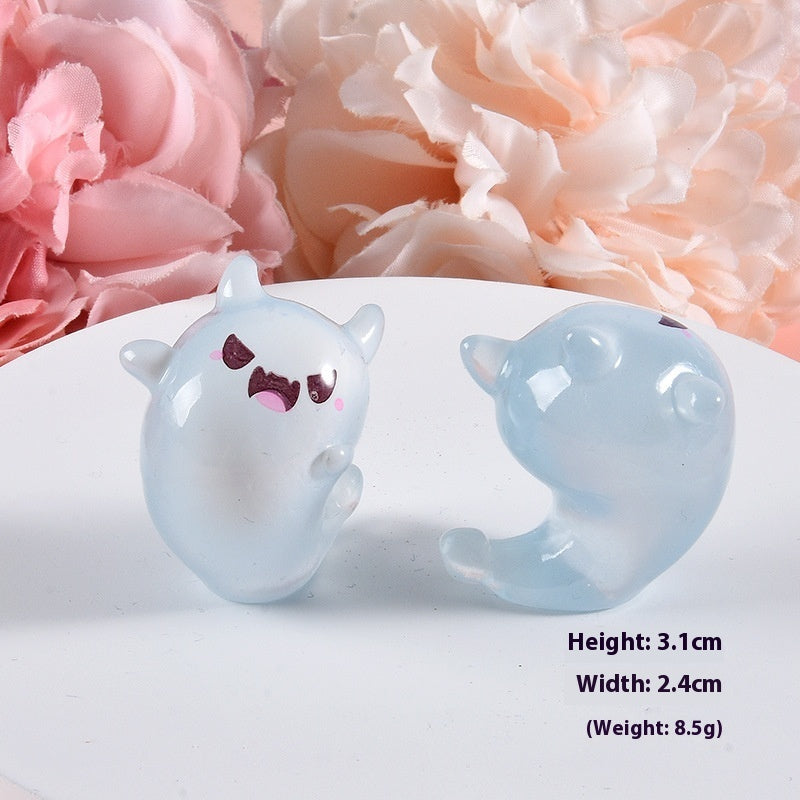Cartoon Luminous Little Ghost Halloween Diy Ornament Keychain Pendant