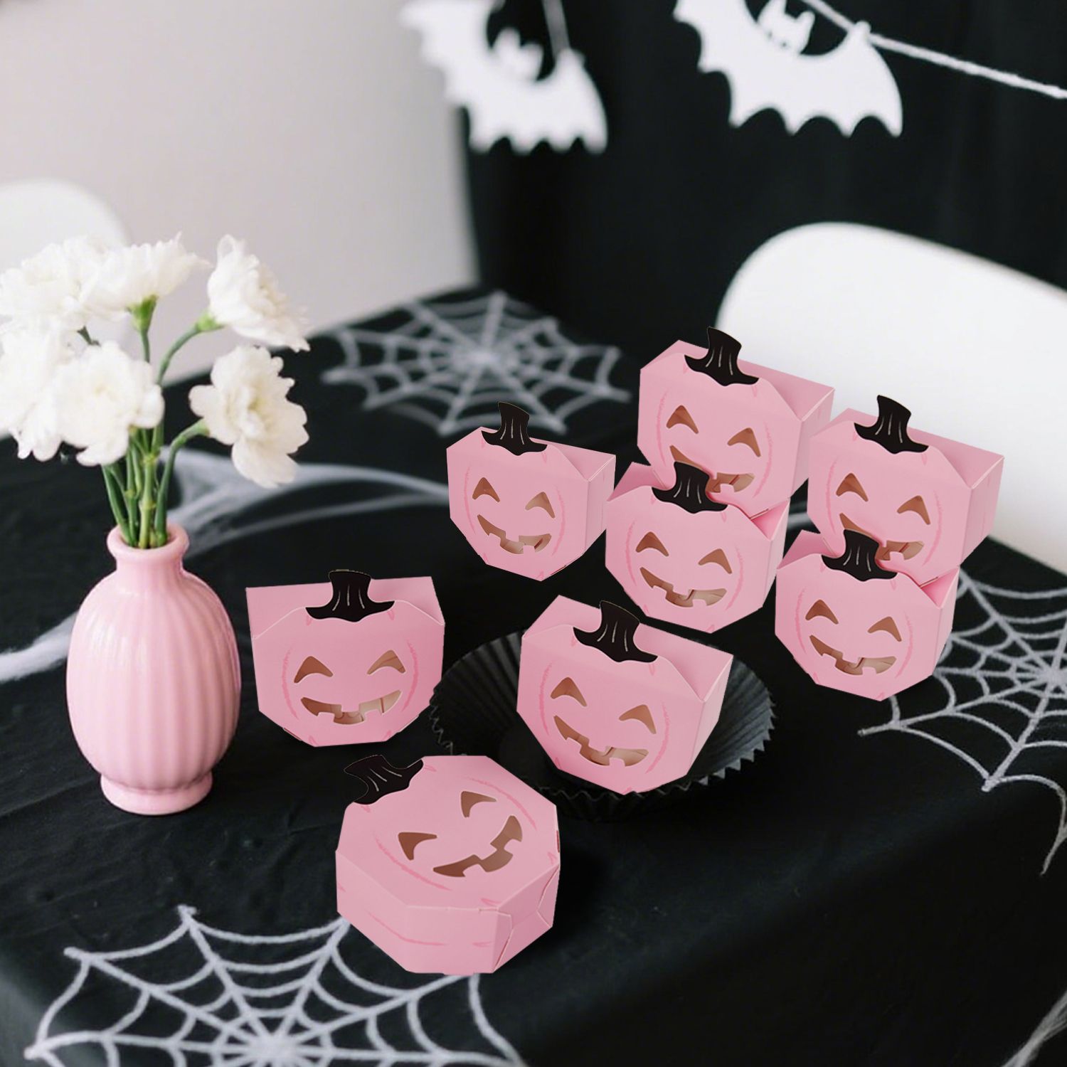 10Pcs Halloween Pink Pumpkin Gift Boxes