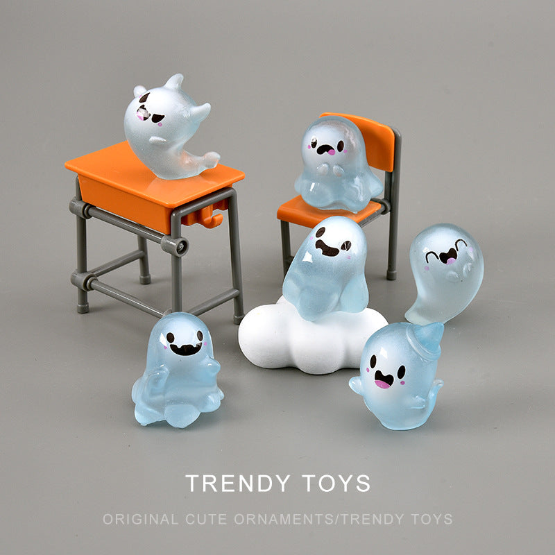 Cartoon Luminous Little Ghost Halloween Diy Ornament Keychain Pendant