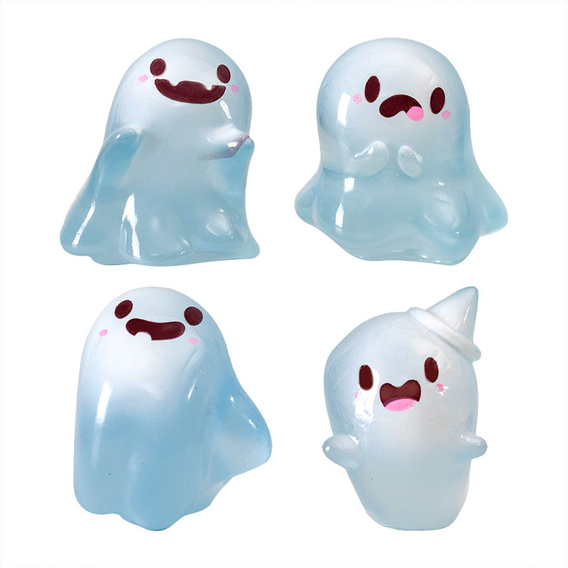 Cartoon Luminous Little Ghost Halloween Diy Ornament Keychain Pendant