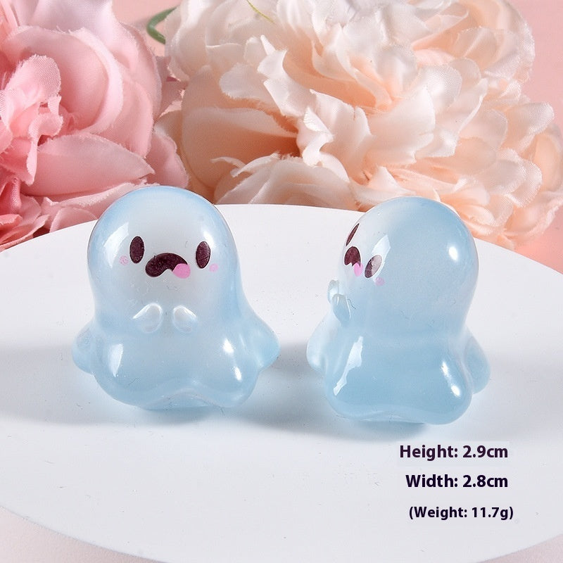 Cartoon Luminous Little Ghost Halloween Diy Ornament Keychain Pendant