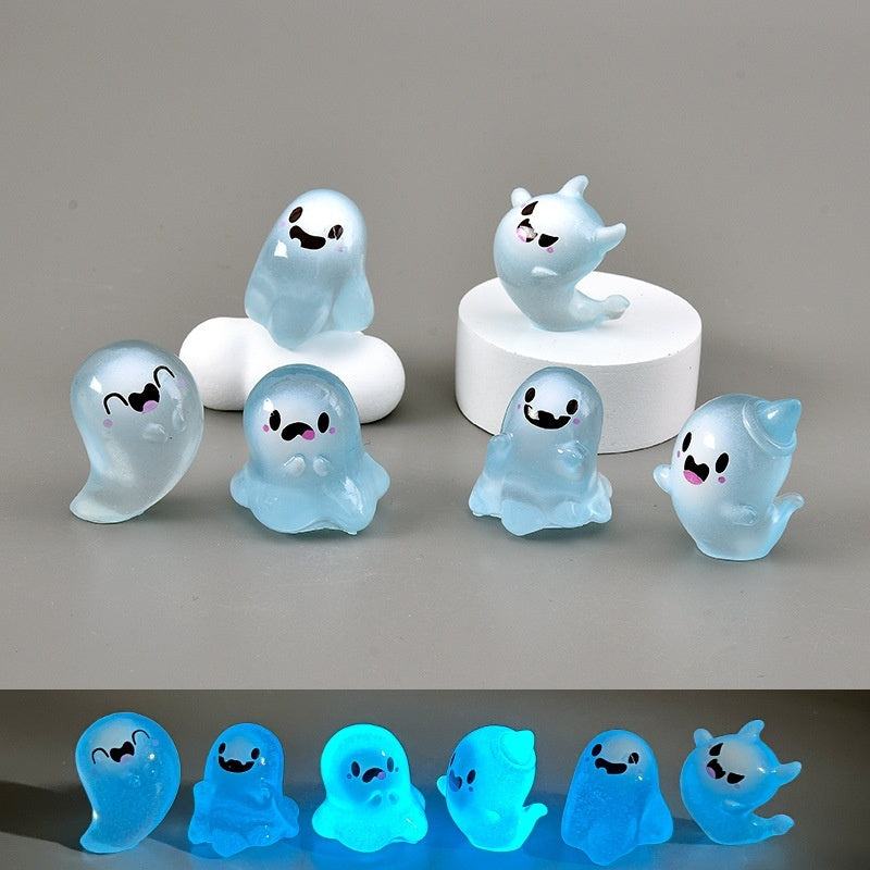 Cartoon Luminous Little Ghost Halloween Diy Ornament Keychain Pendant