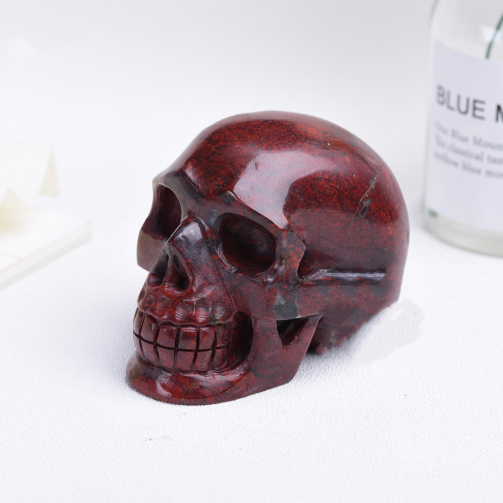 3 Inch Natural Crystal Skull Carved Halloween Decorative