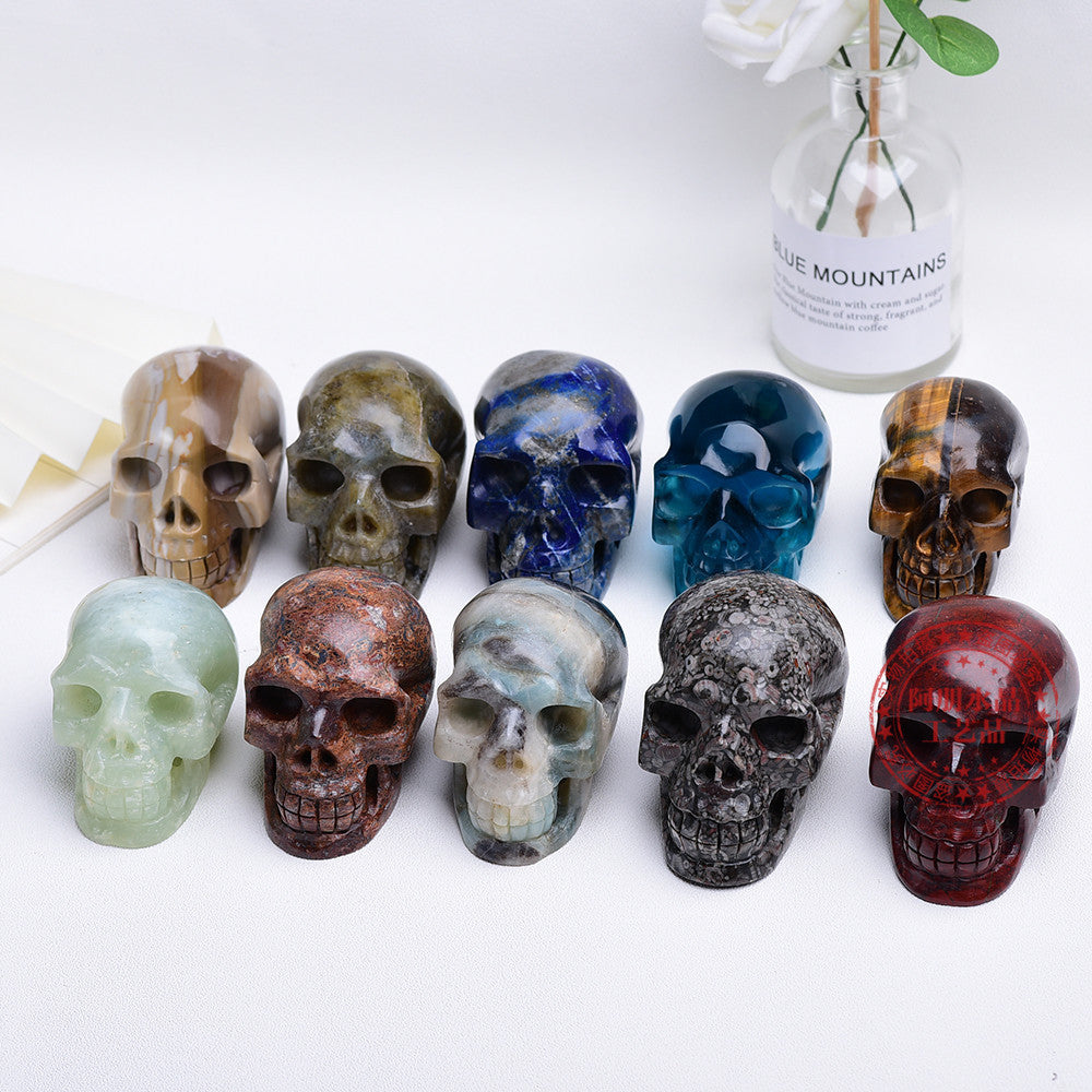 3 Inch Natural Crystal Skull Carved Halloween Decorative