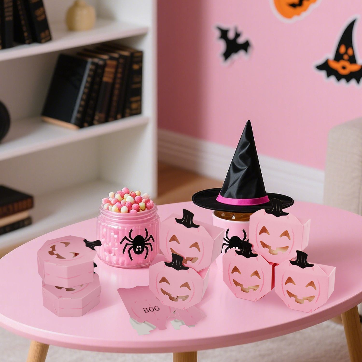 10Pcs Halloween Pink Pumpkin Gift Boxes