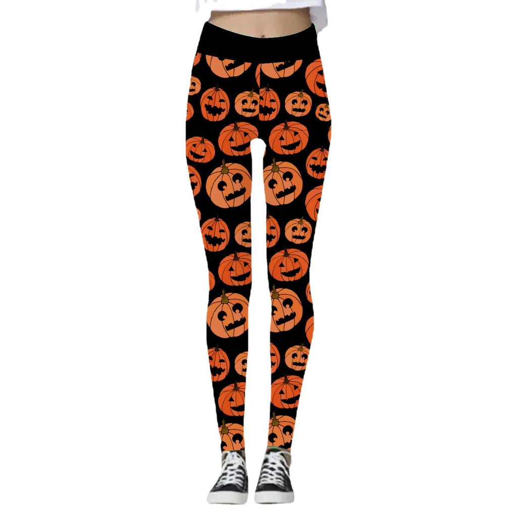 Halloween Women's Yoga Pants Pumpkin Skull